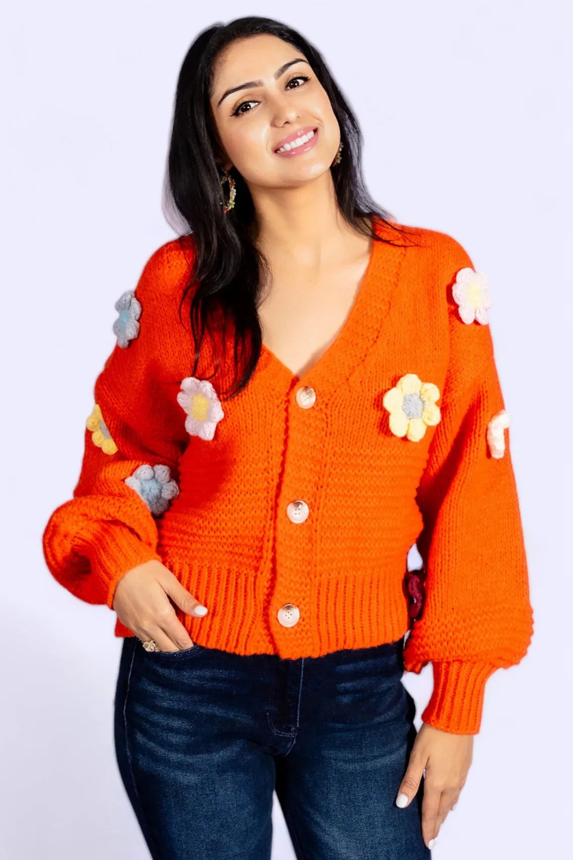 Where Daisies Bloom Floral Patched Cardigan