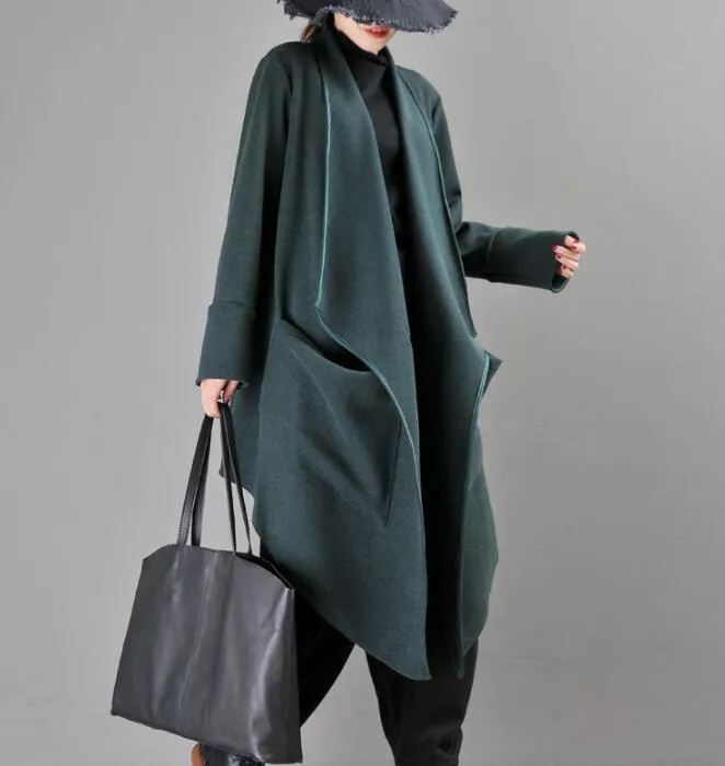 Women Cloak Coat Handmade Long loose Women Wool Coat Jacket