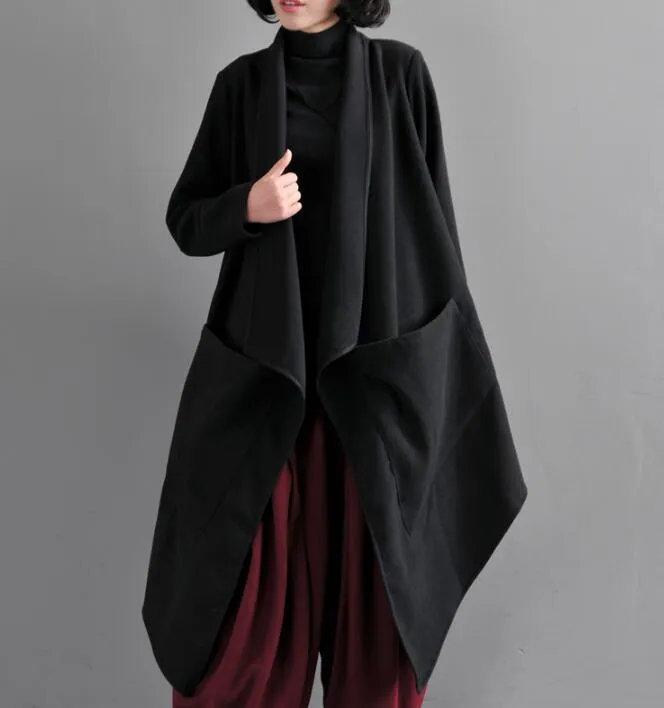 Women Cloak Coat Handmade Long loose Women Wool Coat Jacket