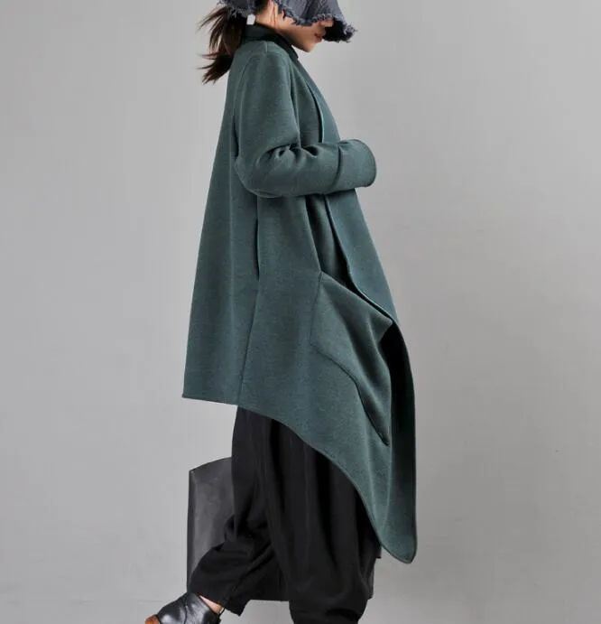 Women Cloak Coat Handmade Long loose Women Wool Coat Jacket