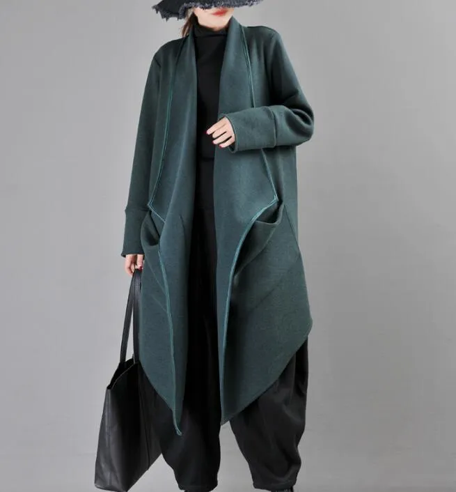 Women Cloak Coat Handmade Long loose Women Wool Coat Jacket