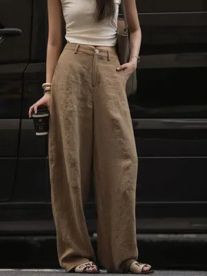 Women Vintage Streetwear Wide Leg Summer Trousers Office Pants