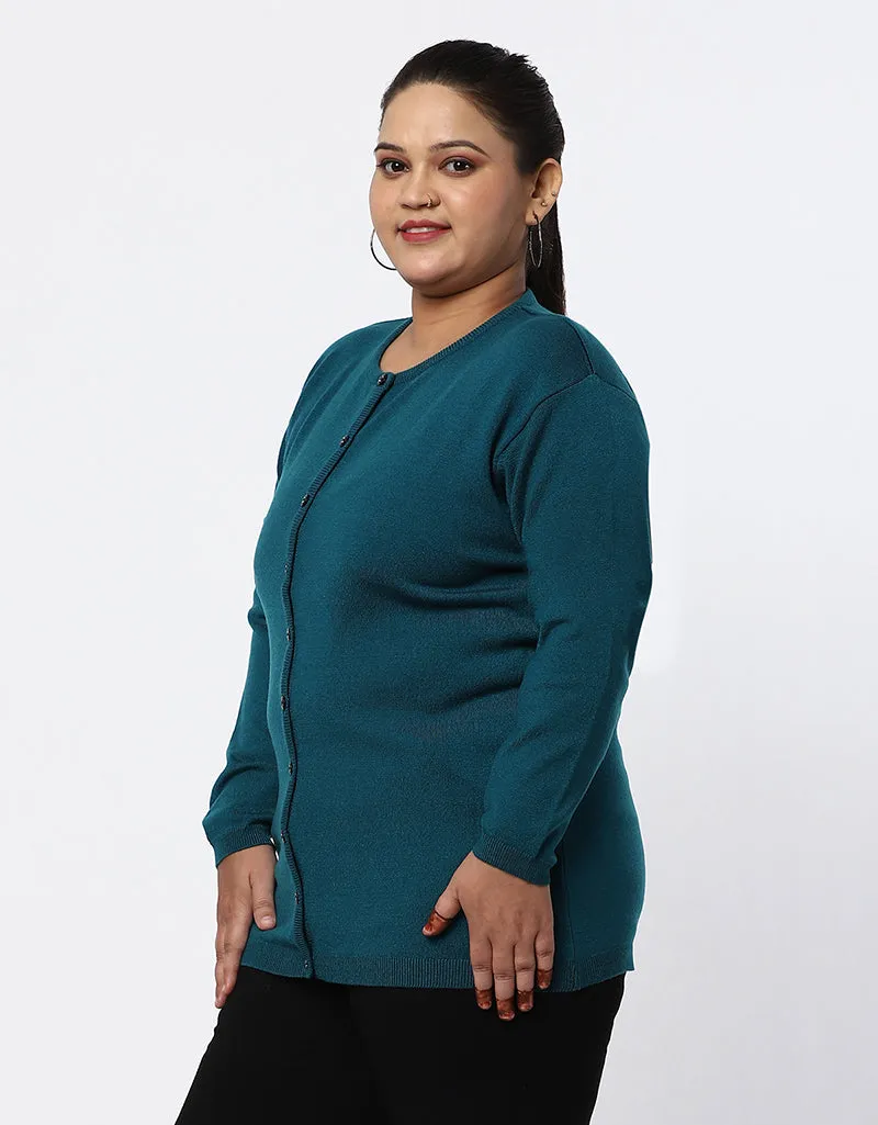 Women Woolen Plus Size Cardigan for Women with Front Buttons