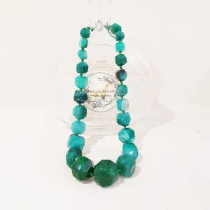 Women's Chunky Statement Necklace Faceted Green Agate Gemstone