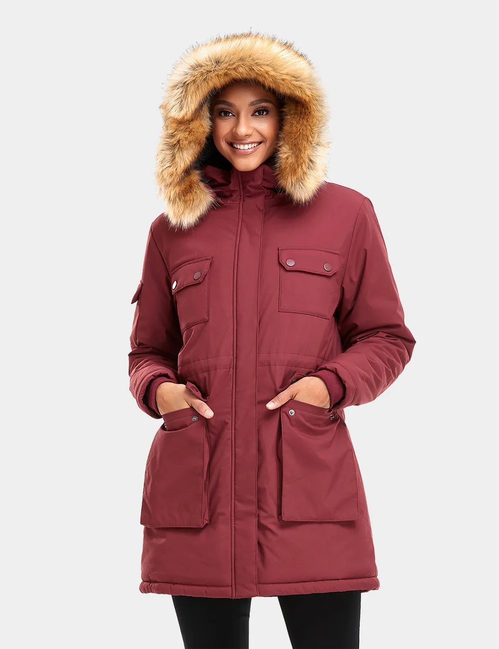 Women's Heated Thermolite® Parka - Olive / Red